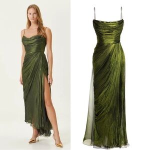 Maria Lucia Hohan Regina Metallic Silk Mousseline Gown Size 2